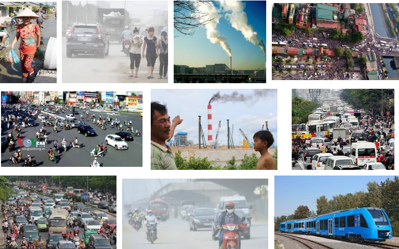 Ô nhiễm không khí do khí thải từ phương tiện giao thông.
