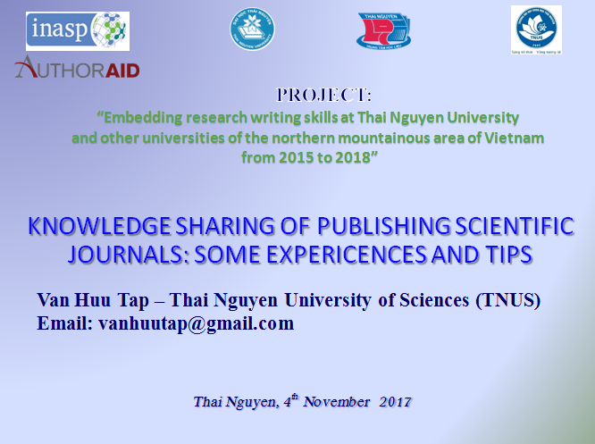 KNOWLEDGE SHARING OF PUBLISHING SCIENTIFIC JOURNALS: SOME EXPERICENCES AND TIPS